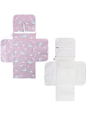Delixa 'ness Boy Alt Değiştirme Bakım Seti, Sıvı Geçirmez, Leke Tutmaz, Aydede Desenli, Desenli, Pembe, 70X