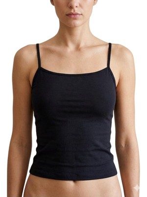 BBS Siyah Ip Askılı Crop Atlet