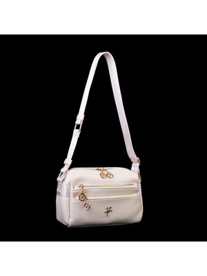 Nas Bag Kadın  Çok Bölmeli Orta Boy Çapraz Omuz Çantası Krem Lopez