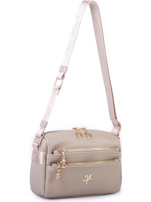 Nas Bag Kadın  Çok Bölmeli Orta Boy Çapraz Omuz Çantası Kum Victoria