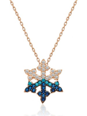 925 Ayar Gümüş Rose Kar Tanesi Kadın Gümüş Kolye