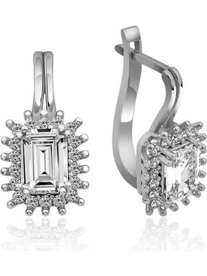 Gümüş Mengeçli Zümrüt Kesim Küpe