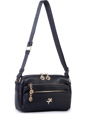 Nas Bag Kadın  Çok Bölmeli Orta Boy Çapraz Omuz Çantası Siyah Lopez