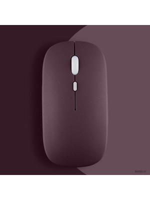 Delixa Macbook Ile Uyumlu Şarj Edilebilir Sessiz Mouse Bluetooth + 2.4Hz Wifi Kablosuz Mouse Mürdüm