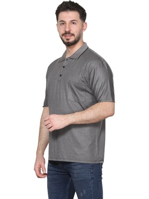 Hedefnur Tekstil Erkek Baba ve Orta Yaş Penye Tişört Yakalı Cepli Oxfort Düz Model Klasik Kesim