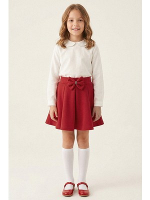 Kinderos Fiyonklu Beli Lastikli Kız Çocuk Kloş Etek - 26Y 2652