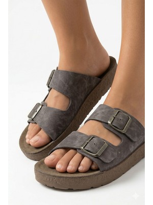 Nmoda Kadın Çift Tokalı Çift Bantlı Rahat Ortopedik Taban Günlük Kullanım Konforlu Yazlık Terlik Modernşık