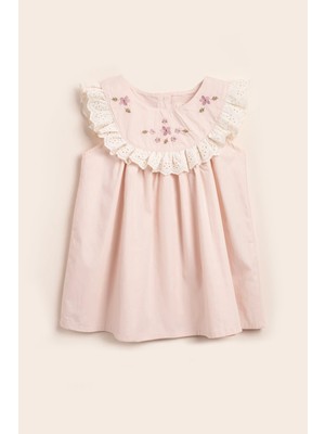 Vauva Elbise Kız Çocuk Nakışlı Yazlık Fırfırlı Elbise