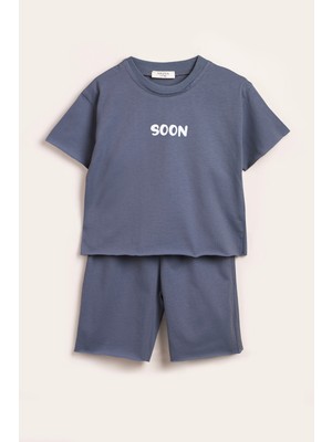 Vauva Takım Kız Erkek Bebek Çocuk Baskılı Oversize Şortlu Takım