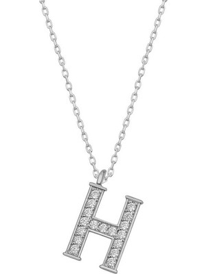925 Ayar Gümüş Rodyum Kaplama H Harfi Kadın Gümüş Kolye