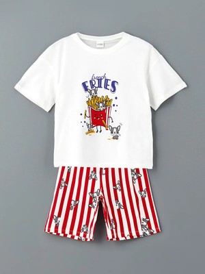 Lc Waikiki Yeni Sezon Bisiklet Yaka Kız Çocuk Şortlu Pijama Takımı