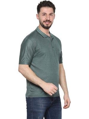 Hedefnur Tekstil Erkek Baba ve Orta Yaş Penye Tişört Yakalı Cepli Oxfort Düz Model Klasik Kesim