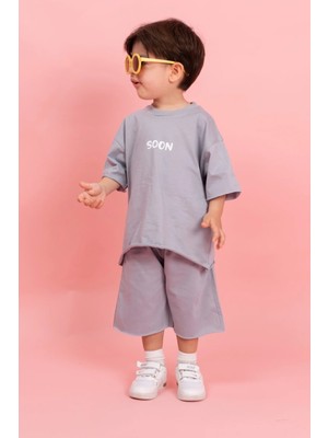 Vauva Takım Kız Erkek Bebek Çocuk Baskılı Oversize Şortlu Takım