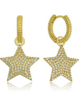 Gümüş Halka Yıldız Küpe