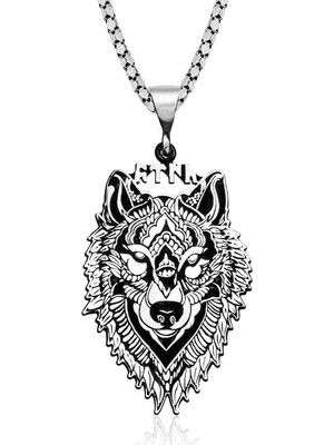 ​925 Ayar Gümüş Göktürkçe Türk Yazılı Kurt Gümüş Kolye