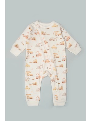 Vauva Bebek Çocuk Tulum Uzun Kollu Baskılı Fermuarlı Kız Erkek Pijama Tulum