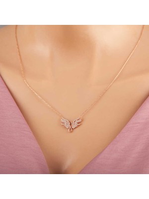925 Ayar Gümüş Rose Melek Kanadı Sonsuzluk Kadın Kolye