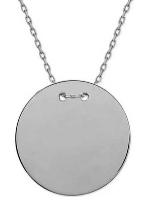 925 Ayar Gümüş Yuvarlak Plaka Kolye