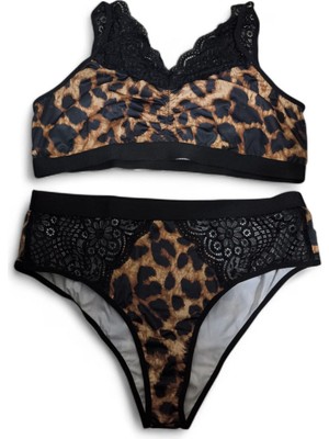 AGM Leopar Desen Büyük Beden Iç Çamaşırı , Dantel ve Leopar Desenli 3xl Iç Çamaşırı