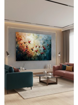 Bestablo Modern Soyut Kuşlar Kanvas Tablo – Renkli Sanatsal Duvar Tablosu – Büyük Boy Dekoratif Salon Tablosu