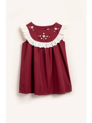 Vauva Elbise Kız Çocuk Nakışlı Yazlık Fırfırlı Elbise