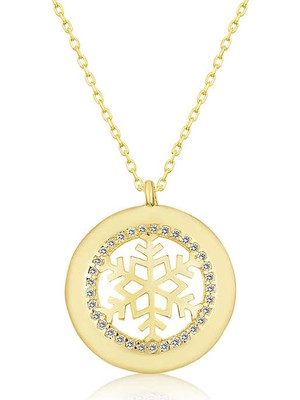 925 Ayar Gümüş Gold Kar Tanesi Kadın Gümüş Kolye