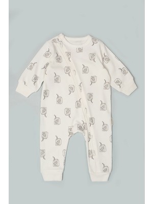 Vauva Bebek Çocuk Tulum Uzun Kollu Baskılı Fermuarlı Kız Erkek Pijama Tulum