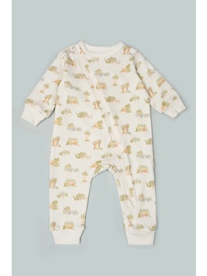 Vauva Bebek Çocuk Tulum Uzun Kollu Baskılı Fermuarlı Kız Erkek Pijama Tulum
