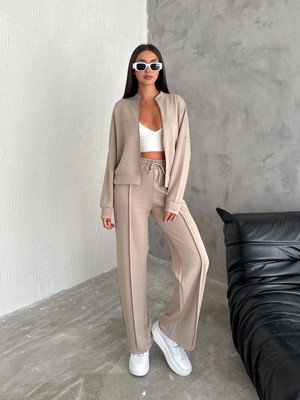 Kadın Kolej Yaka Çimalı Modal Eşofman Takımı