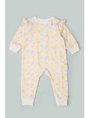 Vauva Bebek Çocuk Tulum Baskılı Uzun Kollu Fermuarlı Tulum