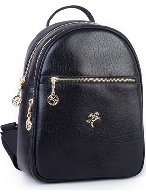 Nas Bag Kadın Hakiki Deri Görünümlü Sırt Çantası Siyah Victoria