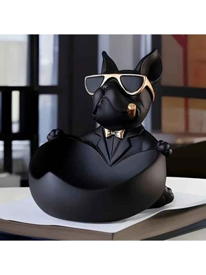 Trend Store Dekoratif Bulldog Biblo Organizer Şekerlik Anahtarlık Kutusu Masa Üstü Ev Ofis Aksesuarı Hediyelik