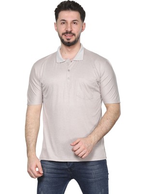 Hedefnur Tekstil Erkek Baba ve Orta Yaş Penye Tişört Yakalı Cepli Oxfort Düz Model Klasik Kesim