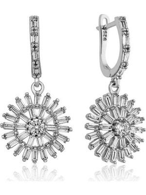 Gümüş Baget Taşlı Küpe