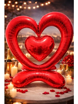 Eng Parti Dünyası 106.4 cm Romantik Kırmızı Kalp Folyo Balon – Özel Günler Için Şık ve Etkileyici Dekorasyon ENG-B1045