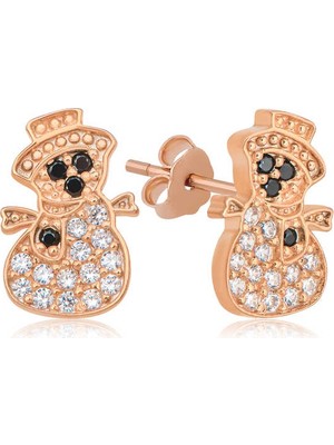 Gümüş Rose Kardan Adam Kadın Küpe