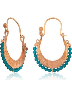 Gümüş Turkuaz Taşlı Bohem Küpe