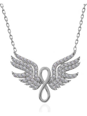 925 Ayar Gümüş Melek Kanadı Sonsuzluk Kadın Kolye