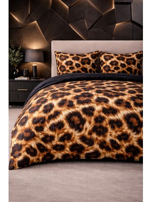 More Home Leopar Post %100 Pamuk Ranforce 5d Lastikli Çarşaflı Nevresim Takımı Çift Kişilik