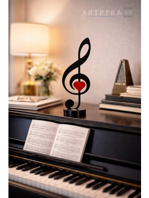 ArtPera 3D Kalpli Sol Anahtarı Dekoratif Biblo | Piyano ve Müzik Odası Dekoru | Müzik Severlere Özel Hediye