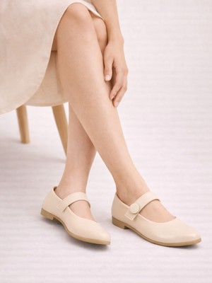 Wordex Imj 1610 Günlük Kadın Kemerli Düğmeli Babet Hafif Rahat Şık Babet Ayakkabı