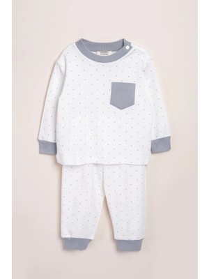 Vauva Kız Erkek Pijama Baskılı Cep Detaylı Uzun Kollu Pijama Takımı