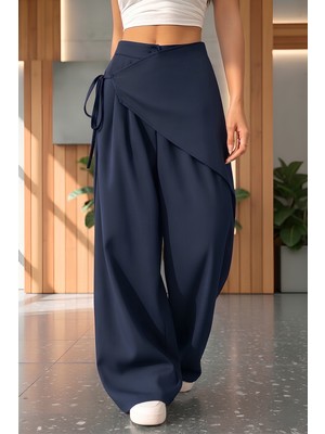 BS Hood x Nurbeli Kadın Yüksek Bel Bohem Asimetrik Detaylı Palazzo Pantolon