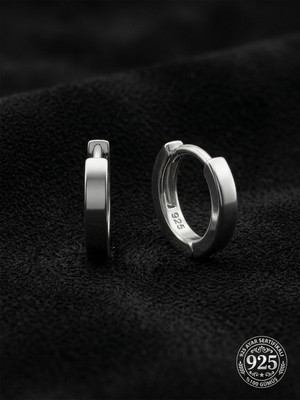 Erdobia 925 Ayar Gümüş Rodyum Kaplama Yuvarlak Tragus - Piercing Halka Küpe - Çift (2X9MM)