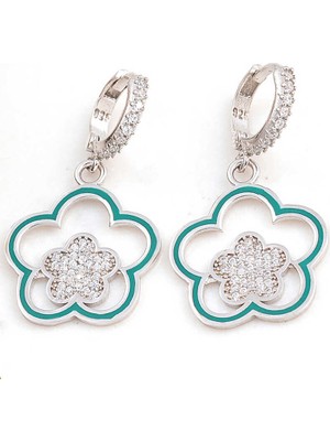 ​gümüş Sallantılı Çiçek Desenli Kadın Küpe