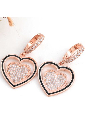 ​gümüş Rose Sallantılı Kalp Kadın Küpe