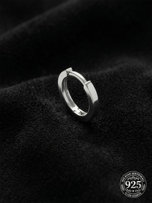 Erdobia 925 Ayar Gümüş Rodyum Kaplama Yuvarlak Erkek Halka Küpe - Tek (2X14MM)