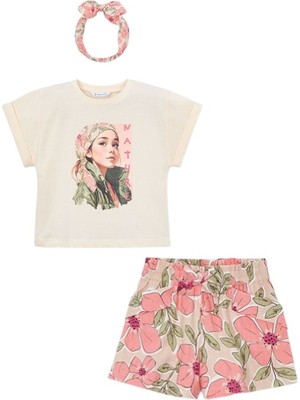 Mayoral 4-10 Yaş Arası Çiçekli Bandanalı Üçlü Takım - Bej