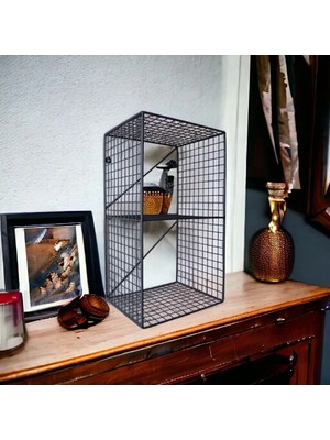 Go Dekor 60X28X23 Iskandinav 2 Gözlü Çok Amaçlı Dekoratif Duvar Kitaplığı/duvar Rafı