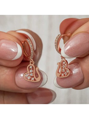 Gümüş Sallantılı Rose Kuğu Kadın Küpe